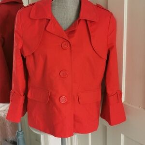 RAFAELLA  orange red cotton button front blazer coat. Size L